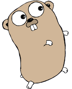 Gopher, a mascot of the Go programming language, functions as a separator between sections of this page